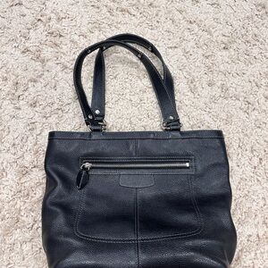 Coach Black Pebbled Leather Tote Shoulder Bag